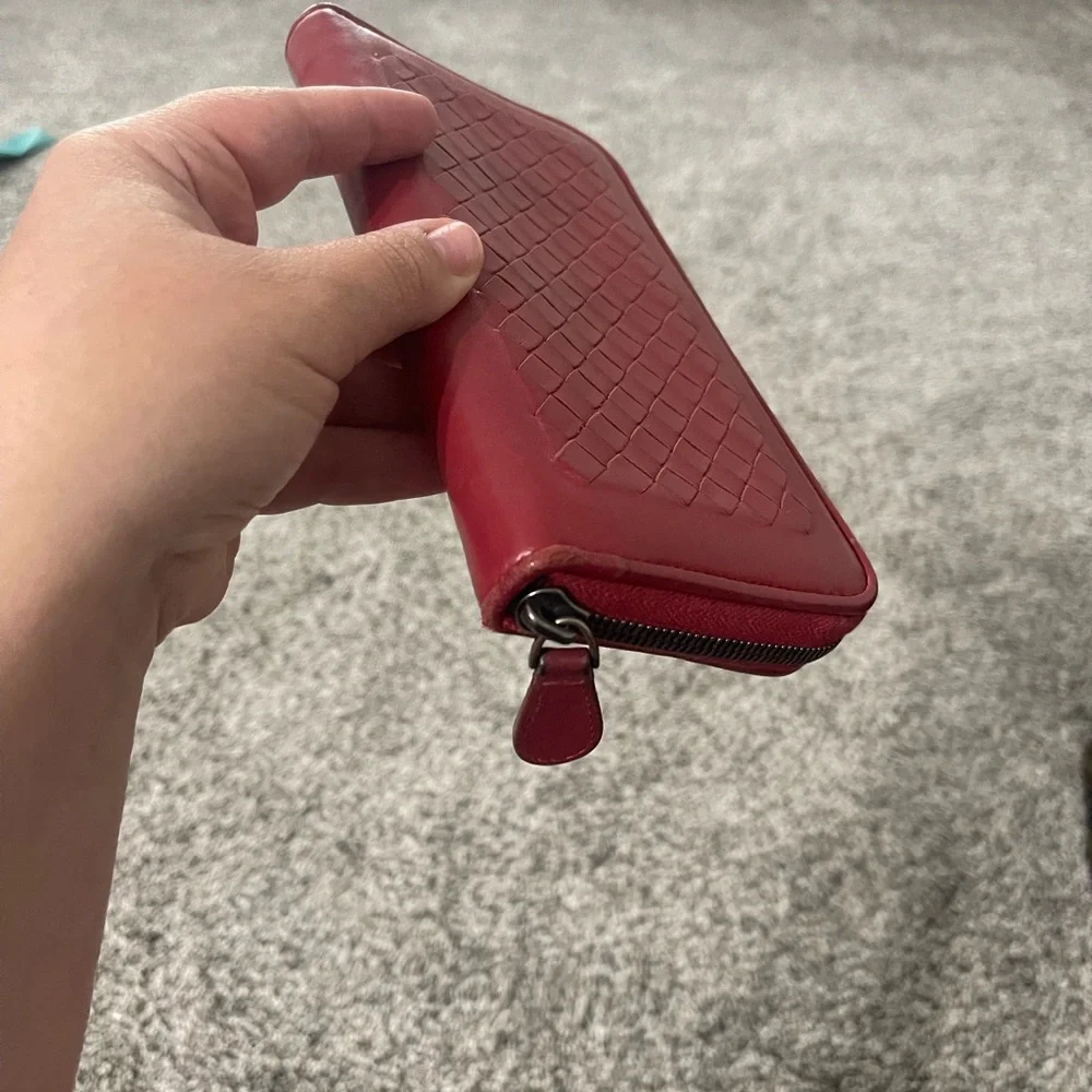 Bottega Veneta  Red Woven Leather Wallet - Picture 3 of 7